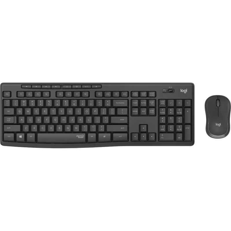 Logitech MK295 Silent - Keyboard-and-Mouse-Set - Wireless - 2.4 GHz - Graphite - Ungarisches Layout