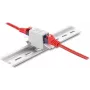 Coupler DELOCK RJ45 Cat.6A female-to-female with dust cover, shielded, DIN-rail mount, grey/white