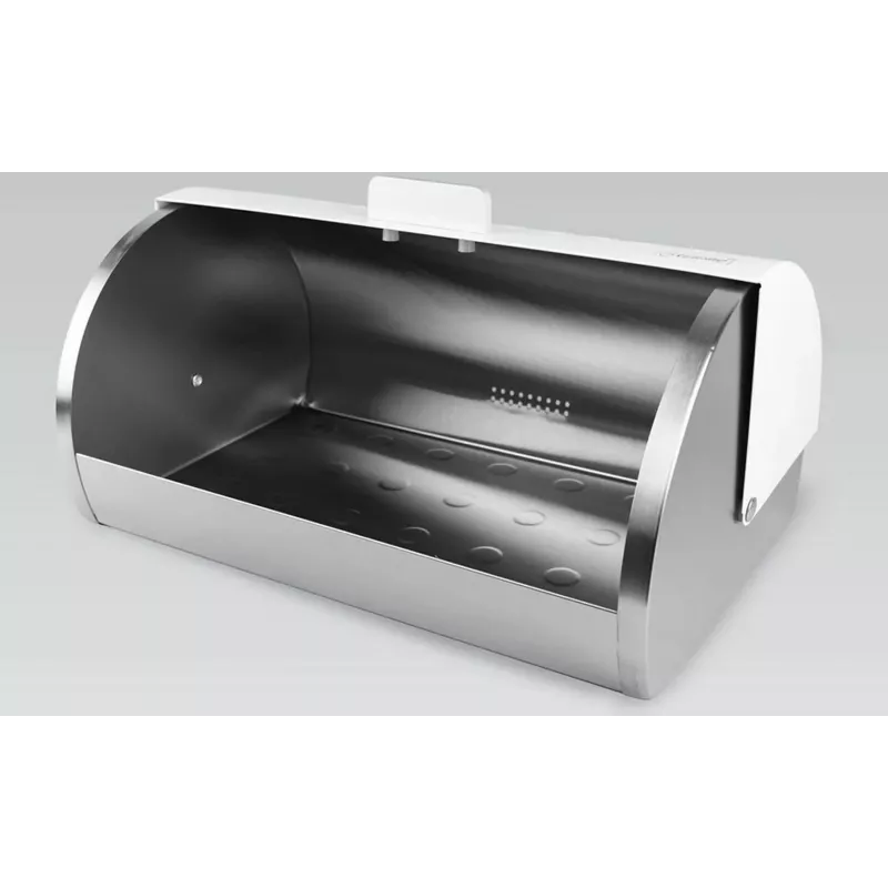 Bread loaf container Maestro MR-1676-WHITE, stainless steel hinge lid, white, 385×255×190 mm