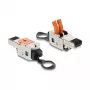 DELOCK RJ45 plug with clamp lock 2 pin +/- tool-free, composite power connector, male, black/stainless steel