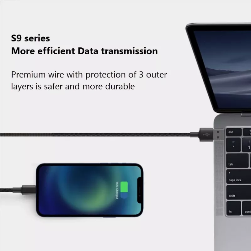 USB-A to Lightning Cable Orsen S9L 1 m 2.1A — black