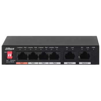 Dahua Technology PFS3006-4ET-60 Unmanaged L2 Fast Ethernet (10/100) Power over Ethernet (PoE) Black
