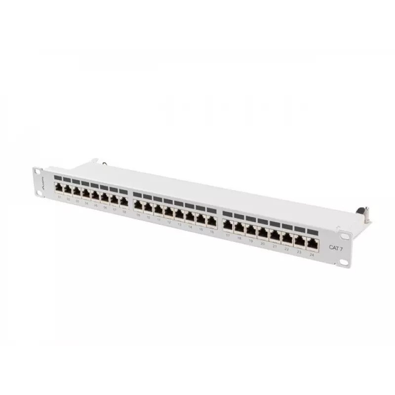Patch panel 1U LANBERG PPS7-1024-S — 24-port, Cat7, F/UTP, metal, 1U (445×102×44.5 mm)