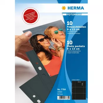 Photo pockets HERMA Fotophan 9x13 cm landscape black 10 pcs