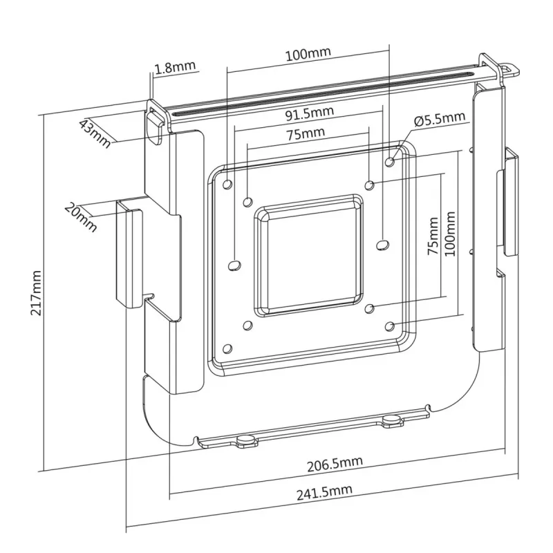 Wall/monitor mount MACLEAN MC-473 VESA 75x75 100x100 compatible with Mac Mini (2014 and later)