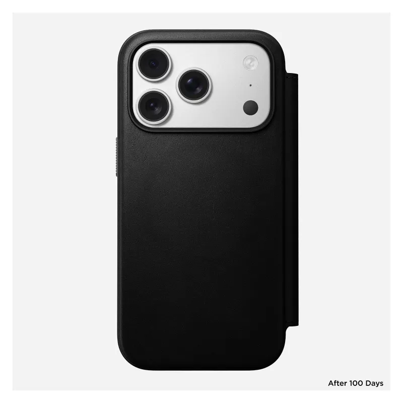 Mobile phone leather folio Nomad Modern Leather Folio Cover for iPhone 17 Pro, 16 cm (6.3 inch), black, 4 card pockets