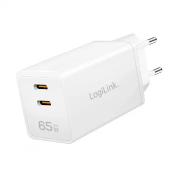 Dual USB socket adapter 65W, 2xUSB-C, white