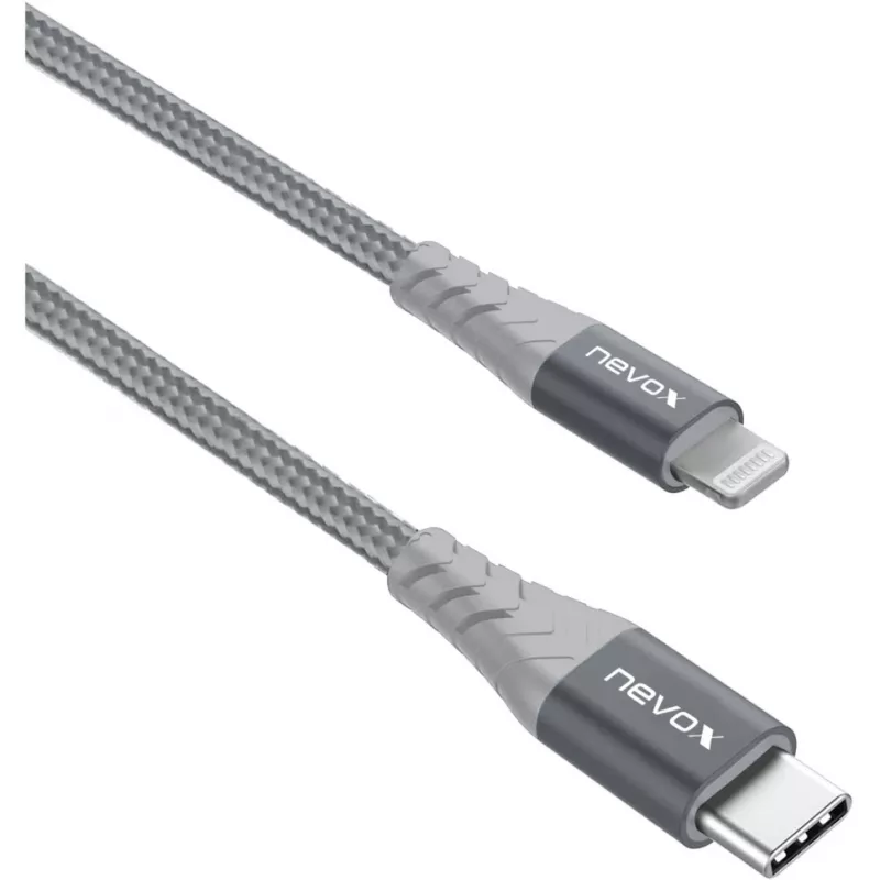 USB 2.0 Adapter Cable, USB-C Plug > Lightning Plug (Silver/Grey, 1 Meter, PD, Sleeved)