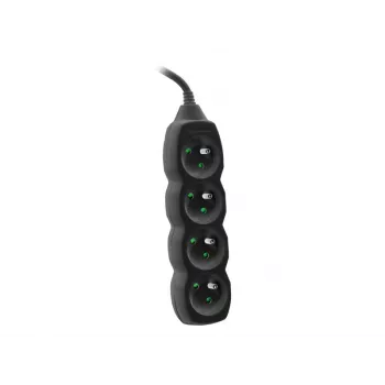 Tracer PowerCord Extension Lead, 4 Sockets, 3m, Black