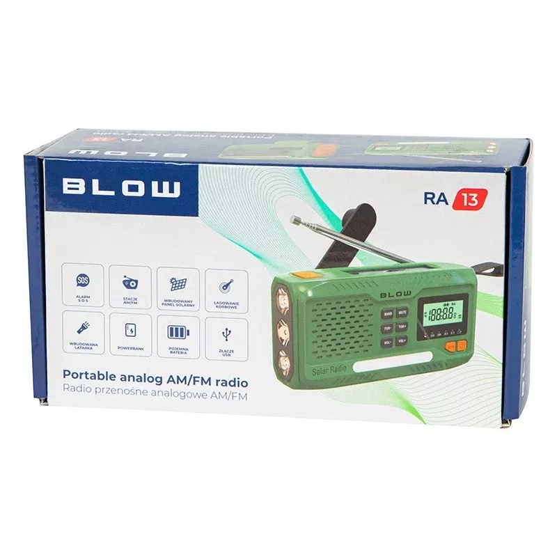 Portable AM/FM Solar Radio BLOW RA13 77-551# — lightweight, battery-free solar charging
