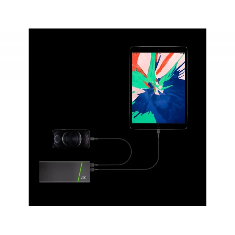 Lightning cable Green Cell KABGC18 — 2 m, Lightning to USB-A, black