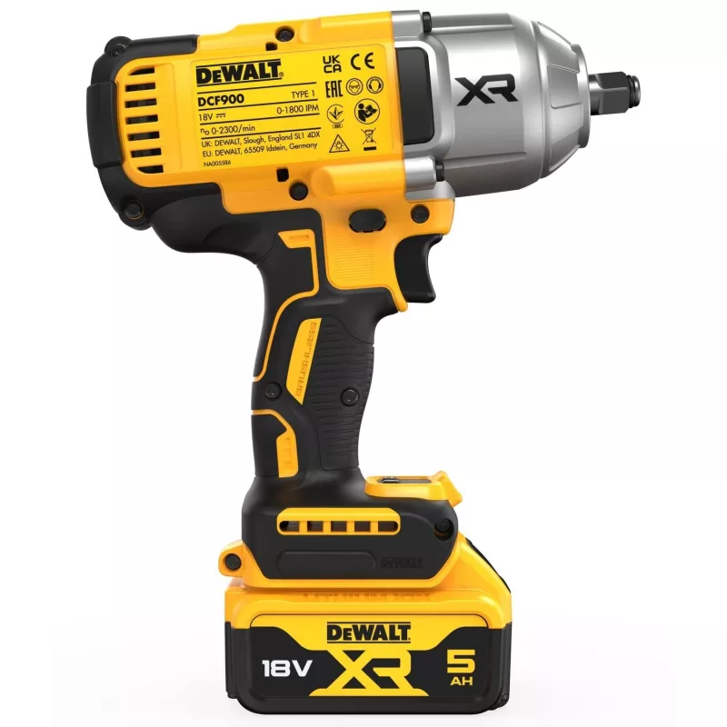 Impact wrench DeWALT DCF900P2T-QW 1/2 inch brushless 18 V, 1898 N·m, 5 Ah battery, 2 batteries, charger, case