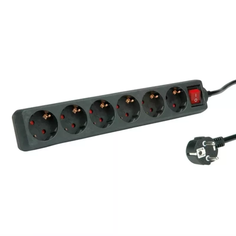 Power Extension ROLINE 19.07.1075 3 m 6 AC Outlet Indoor Black