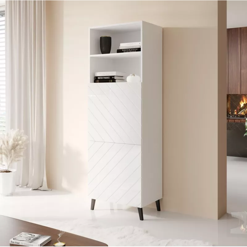 Cabinet ABETO 60x40x176.5 cm white/gloss white