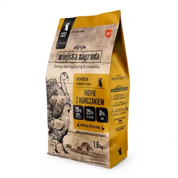 Dry cat food wiejskazagroda Turkey with Chicken for kittens 1.6 kg — complete dry feed, 44% protein, 17% fat