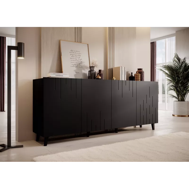 BARI chest of drawers 200x42x82 black matt