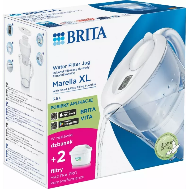 Water filter jug BRITA Marella XL with 3.5 L capacity and 2 Maxtra+ Pro cartridges