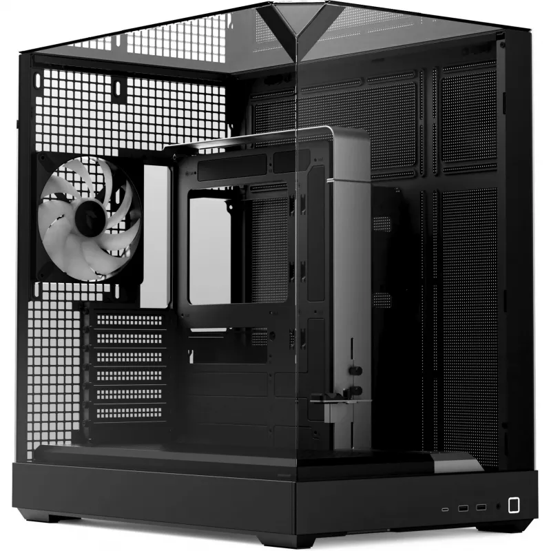 Tower case APNX V2 with three tempered glass panels, black