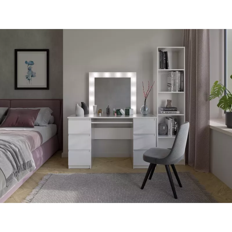 Bedroom vanity set top e shop Z.KUBA MARINA L BIEL — white particleboard, 6 drawers, 1300×510×1460 mm