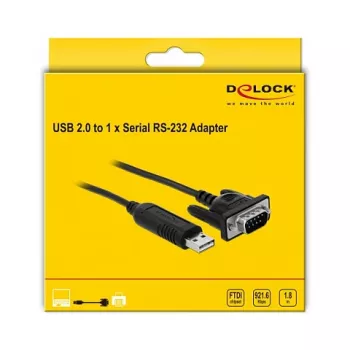 Serial Cable DeLOCK 66282 Black 1.8 m RS-232 USB Type-A