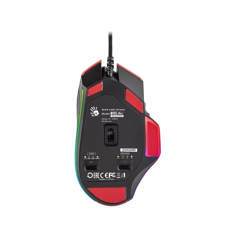 Gaming mouse A4Tech Bloody W95Max — right-hand, wired USB, 12000 DPI, 1 ms, 250 ips, 50M clicks, 146 g