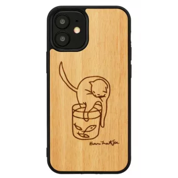 Phone case man and wood for iPhone 12 mini — printed cat with red fish