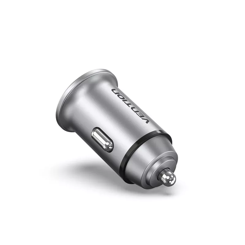 Vention Two-Port USB A+A(30+30) Car Charger Gray Mini Style Aluminium Alloy Type