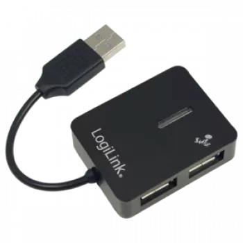 USB hub LOGILINK UA0139 — 4‑port USB 2.0, 480 Mbit/s, black