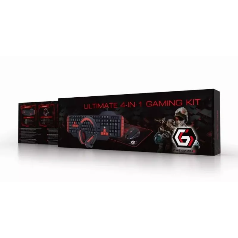 Gaming keyboard GEMBIRD GGS-UMG4-02 104-key full-size USB QWERTY US English with mouse, black