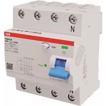 ABB Stotz S&J Residual-Current Circuit Breaker TypB 4P 63A,30mA,3kA,4TE F204B-63/0,03-4TE (2CSF204568R1630)