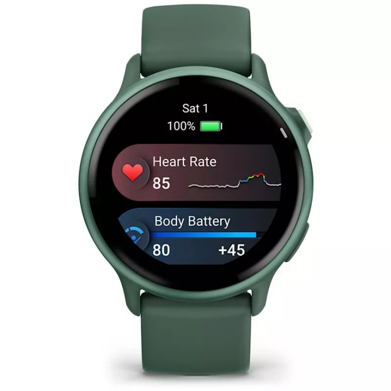 Smartwatch GARMIN vívoactive 6 – sport watch, 42 mm aluminium/polymer case, AMOLED 1.2 inch, GPS, 5 ATM, optical HR, SpO2, 8 GB, green