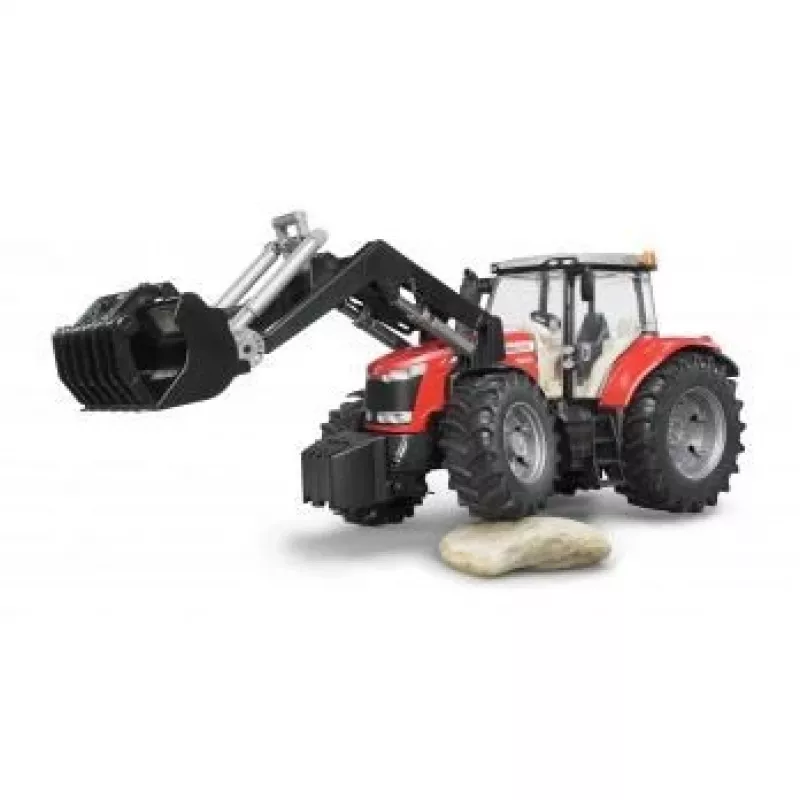 Toy tractor BRUDER Massey Ferguson 7624 with frontloader, red, for ages 3+
