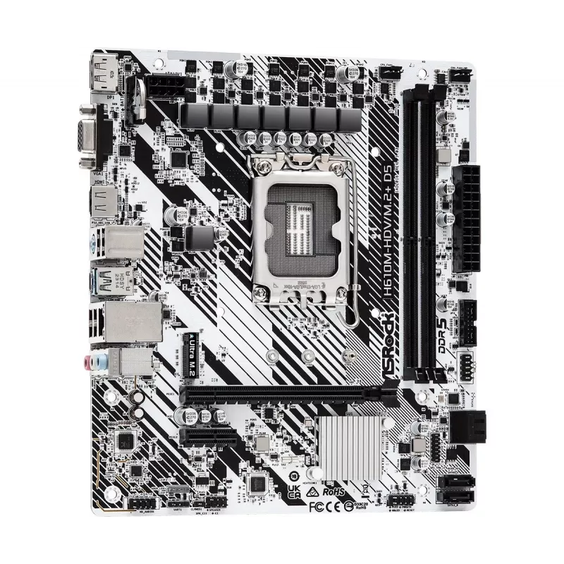 Motherboard ASRock H610M-HDV/M.2+ D5 — Intel H610, LGA 1700, microATX, 2× DDR5 DIMM, M.2, HDMI 2.1, DP 1.4