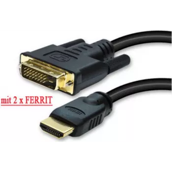 HDMI to DVI Cable ShiverPeaks 77483-RE 3.0m Gold‑Plated with Ferrite Cores
