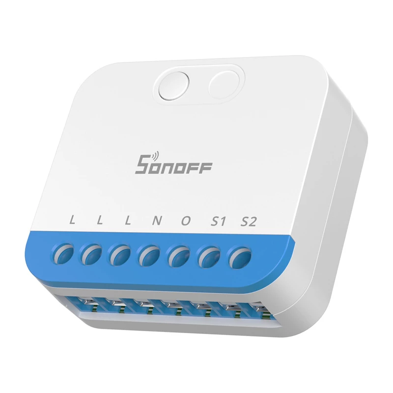 Wall-mounted Sonoff MINI-ZBDIM Zigbee smart mini controller/dimmer for lighting — compact in-line module