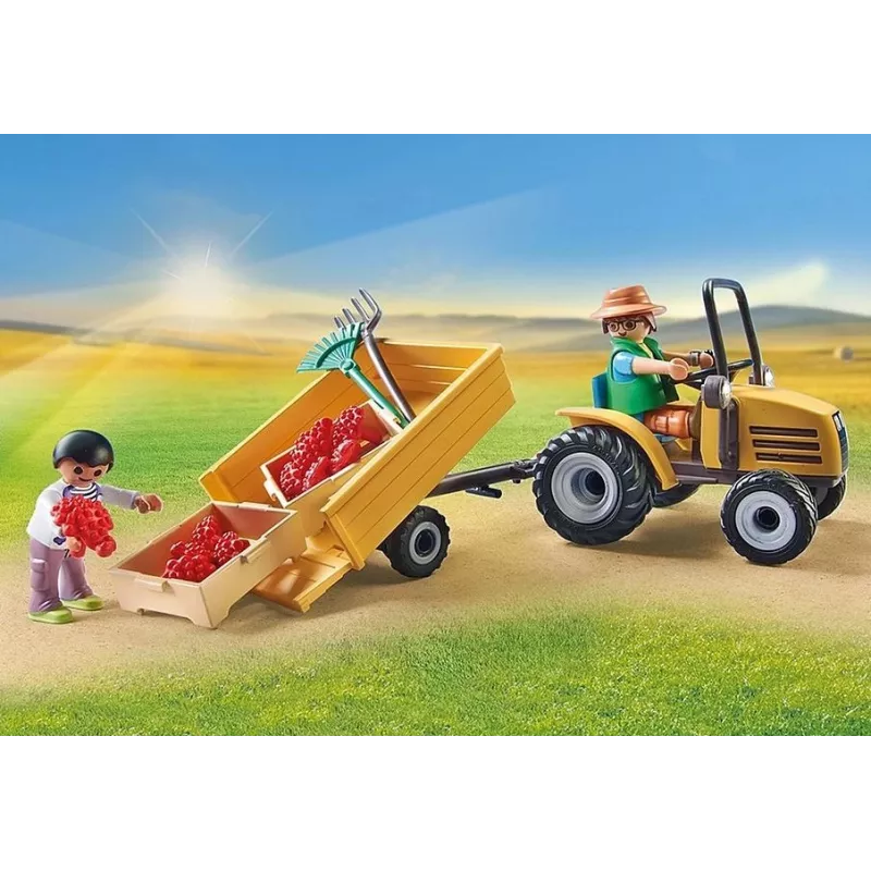 Playmobil 71442 Country: Tractor with Trailer and Water Tank Fresh Harvest on the Farm Learning About the Environment Fun Imaginative Role-play Su