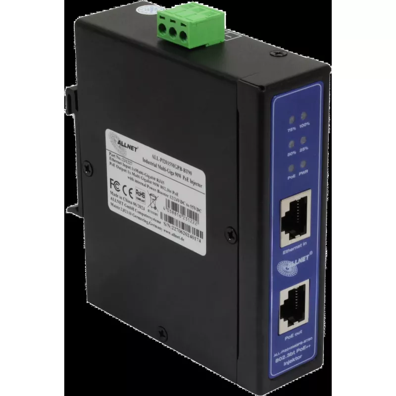 PoE Injector ALLNET ALL-PI2015MGPB-B Power-Booster 90W — Industrial MultiGigabit PoE++ injector