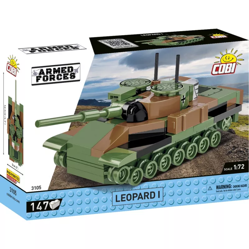 Building set Cobi Leopard I tank model — 147 pieces, ages 6+, brown/green
