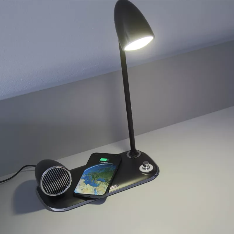 Desk lamp Tellur TLL151361 with wireless Qi charger and Bluetooth speaker, adjustable lighting