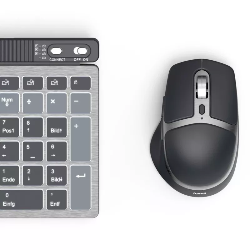 Wireless multi-device keyboard and mouse set HAMA WKM-750 — black, wireless connectivity
