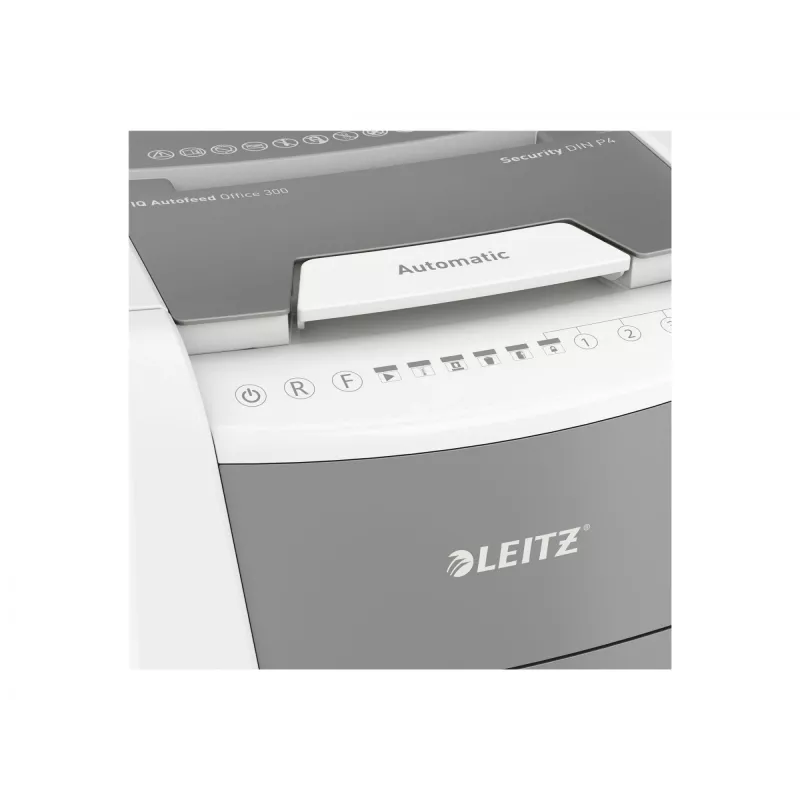 Leitz IQ Autofeed Office 300 Automatic Paper Shredder P4, Cross shredding, 22 cm, 4 x 30 mm, 60 L, 500 sheets, 55 dB