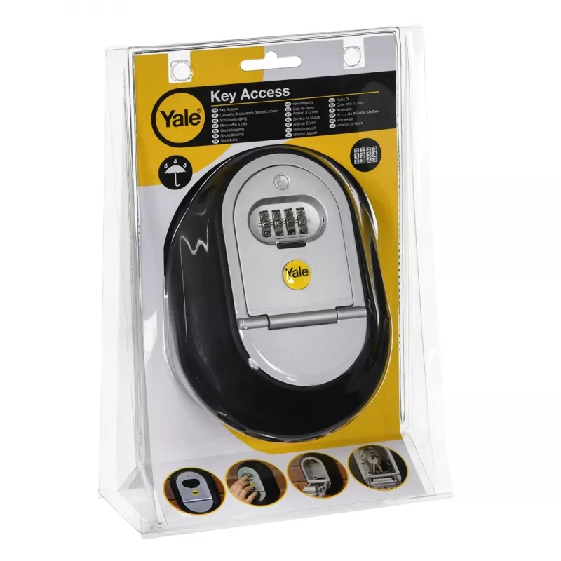 Portable safe Yale Y500 10011, key box, code lock, 130×39×187 mm, black/grey
