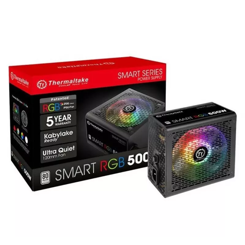 Thermaltake SMART RGB PS-SPR-0500NHSAWE-1 - Power Supply (Internal) - ATX12V 2.3 - 80 PLUS - AC 230 V - 500 Watt - active PFC - Black