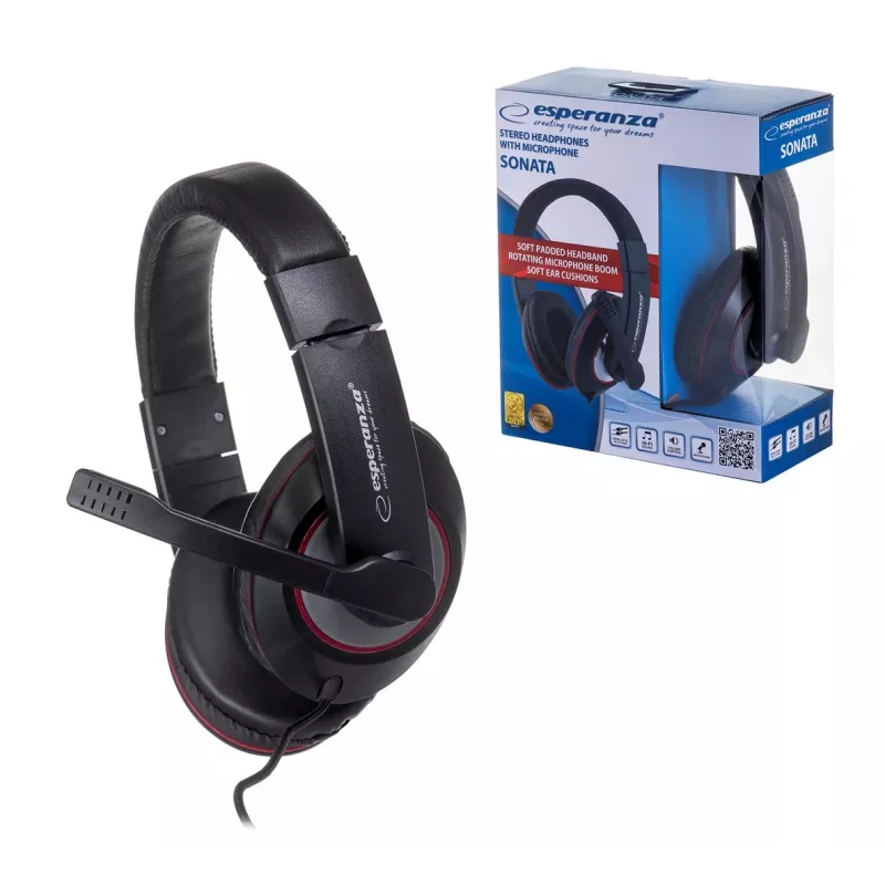 Wired Headphones ESPERANZA EH118, Circumaural, Head-band, 2.5 m Cable, 20–20,000 Hz