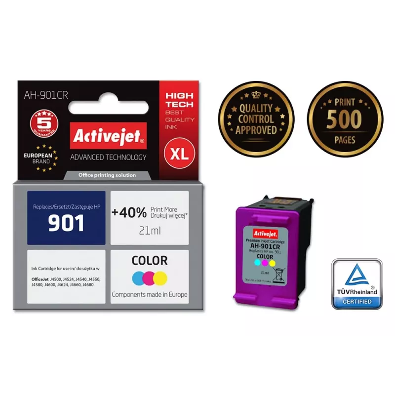 Compatible ink cartridge ActiveJet AH-901CR Colour (High XL, dye-based, 21 ml, Cyan/Magenta/Yellow)
