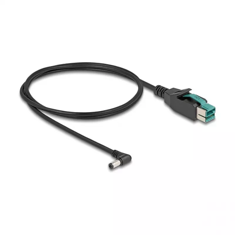 DeLOCK PoweredUSB cable male 12 V to DC 5.5 x 2.1 mm male angled 1 m