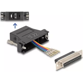 DELOCK assembly kit: D-Sub 25 pin female to RJ12 female connector, black