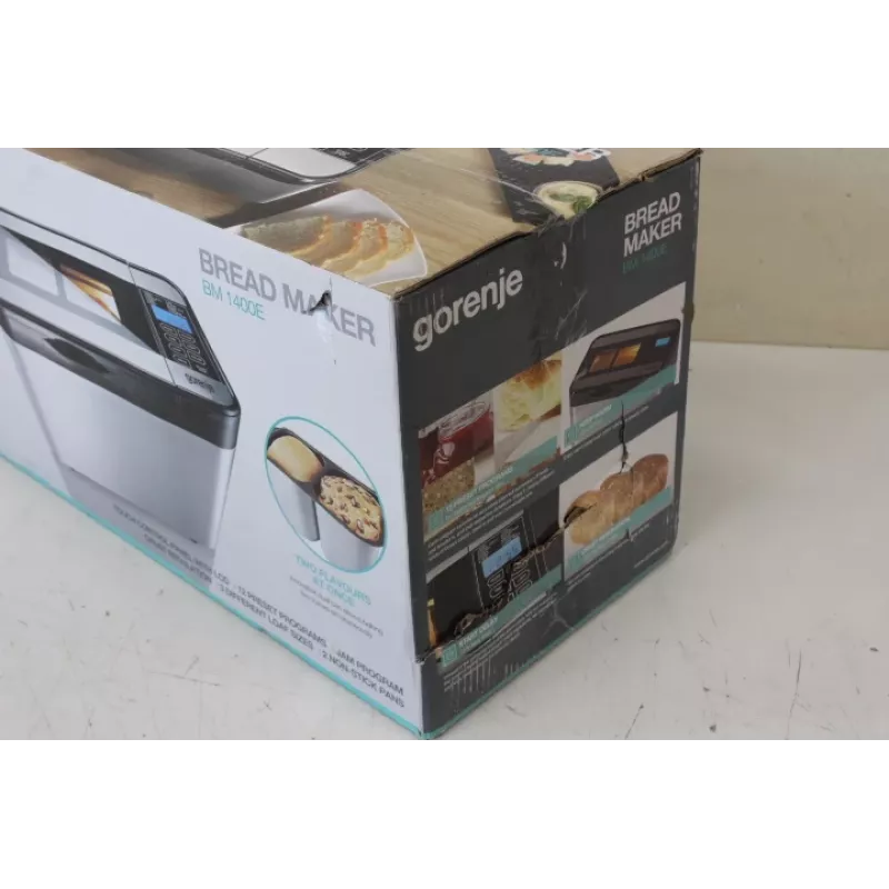Bread maker Gorenje BM1400E — 815 W, 12 programs, LCD, stainless steel, 1400 g loaf, double baking pan