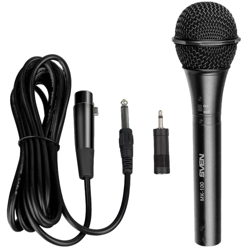 Microphone SVEN MK-100 (Wired, dynamic, metal, cable 4.0 m, 6.3/3.5mm Jack, cardioid, black)