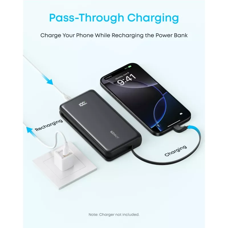 Anker Power Bank, 22.5W | Zolo A110EH11 | 20000 mAh | USB-C | Black